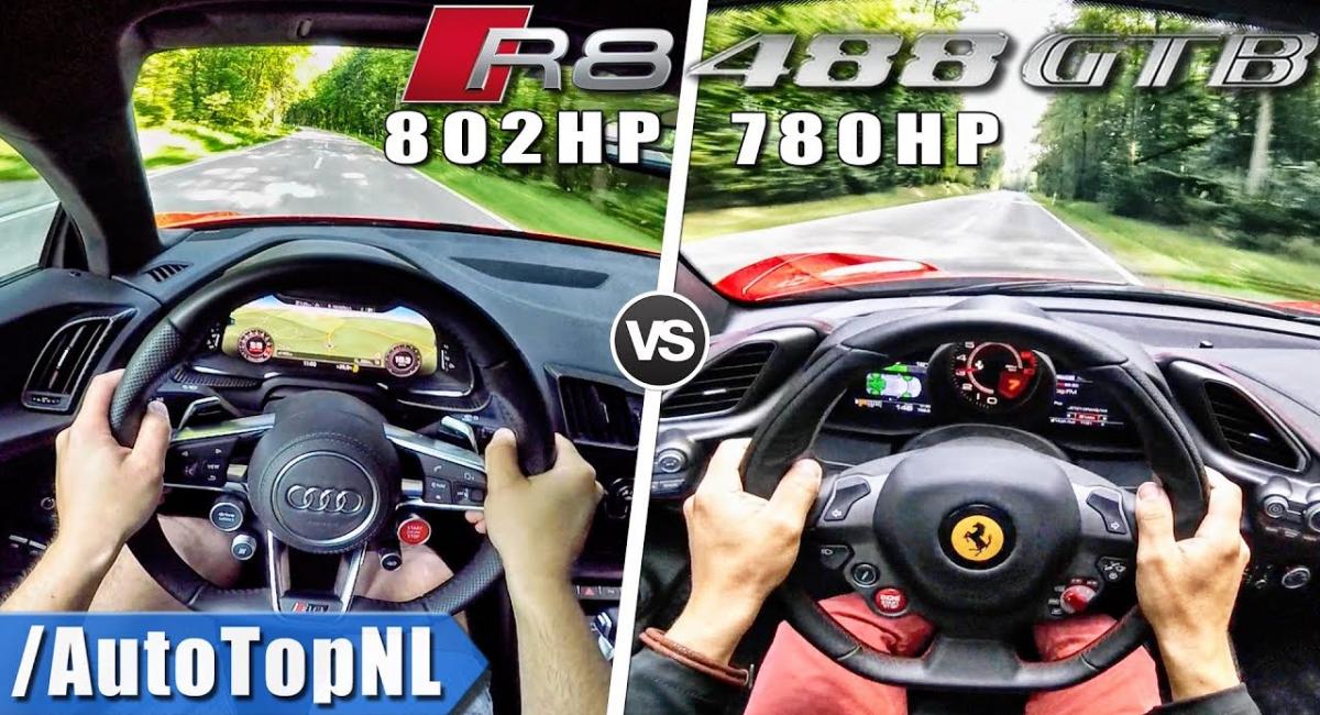 Audi R8 V10 Plus vs Ferrari 488 GTB στα 0-300 χλμ/ώρα [Vid]