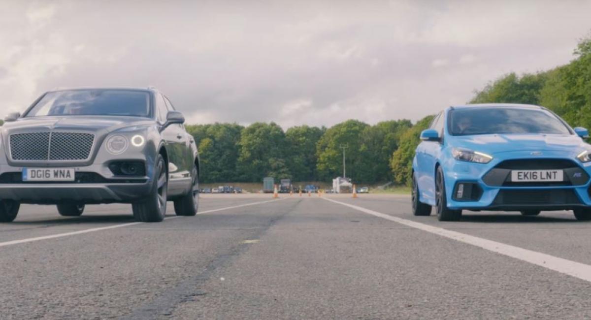 Ford Focus RS vs Bentley Bentayga (vid)