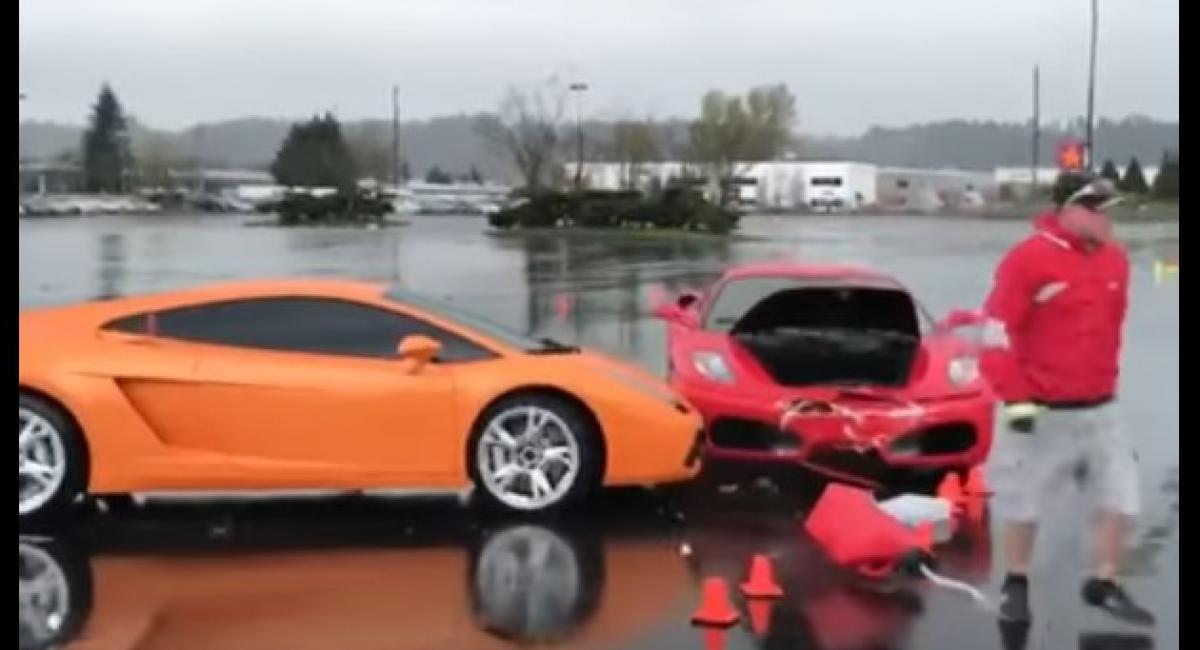 Μια Ferrari F430 τρακάρει μια Lamborghini Gallardo