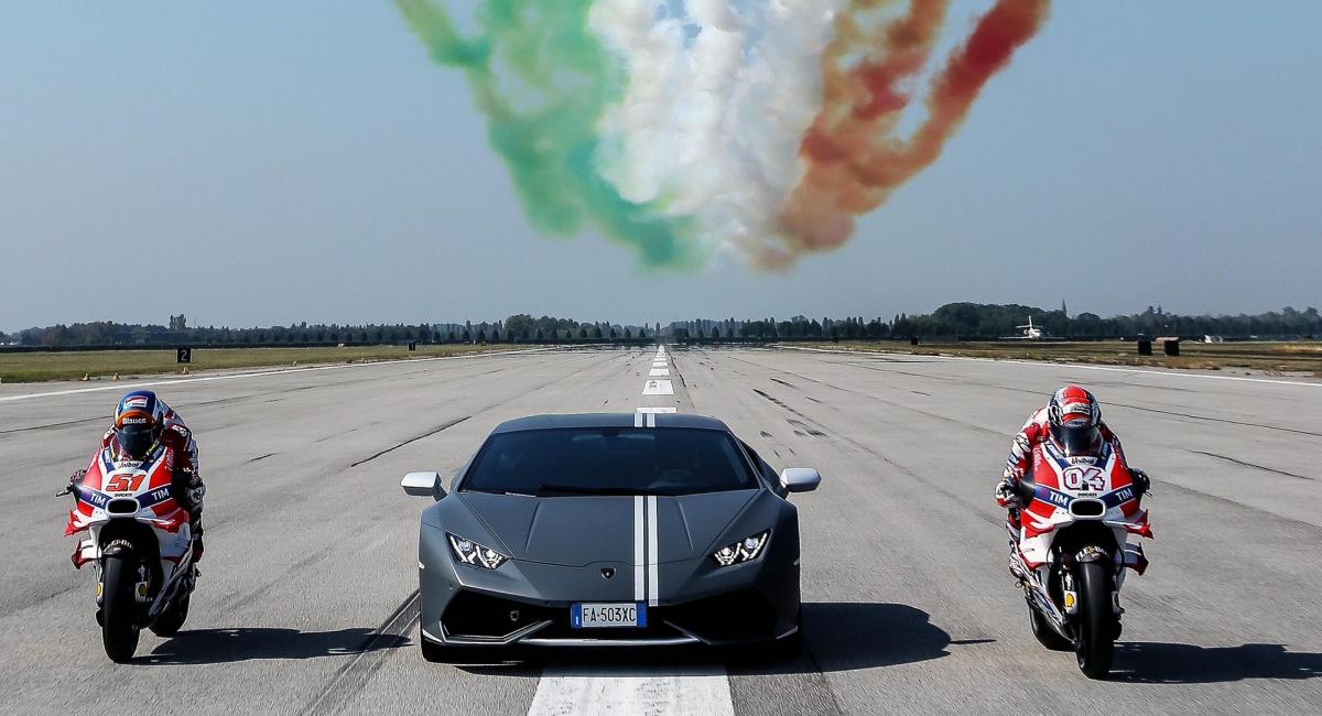 Επίδειξη με μαχητικά αεροσκάφη, Lamborghini και την Ducati (Vid).