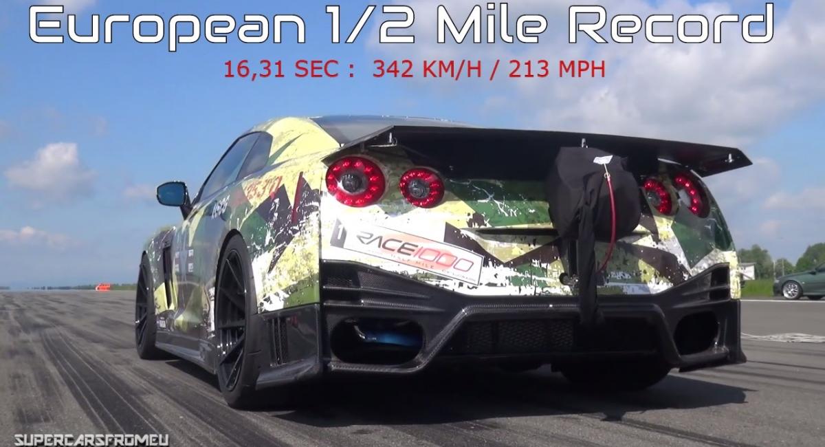 Nissan GT-R 1.700 ίππων κάνει ευρωπαϊκό ρεκόρ στο μισό μίλι [Vid]