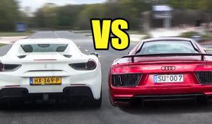 Ferrari 488 Spider vs Audi R8 V10 Plus [Drag race Vid]