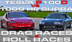 Tesla Model S P100D vs Toyota Supra με 1.000 άλογα σε κόντρες στην ευθεία